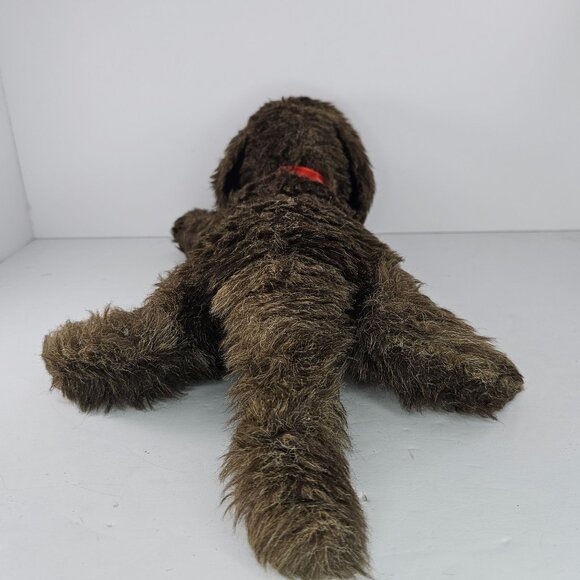 Vintage Hermann Teddy Original Plush Dog With Red Collar Brown Stuffed Animal - Picture 7 of 9